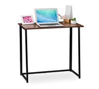 Relaxdays Escritorio Plegable, Mueble de Oficina, 74,5x80x45 cm, Marrón/Negro, Aglomerado, Hierro, 5 x 80 x 45 cm