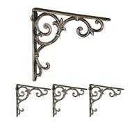 Relaxdays Escuadras para Estanterías, Set de 4, Hierro Fundido, Soportes Antiguos, Ángulos, 24,5 x 4 x 24,5 cm, Bronce