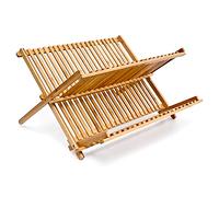 Relaxdays Escurreplatos, Escurridor de platos Bambú, 24,5 x 42 x 33 cm, Utensilio de Cocina Plegable, Marrón Natural
