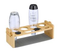 Relaxdays Escurridor de bambú para 4 botellas marrón claro,gris