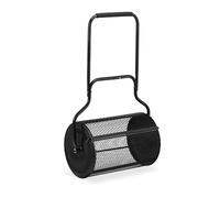 Relaxdays Esparcidor de Abono para Césped, Cesta de Rejilla 80 L, Dispensador Compost con Asa, 118 x 68 x 40 cm, Negro, Acero, Gomaespuma