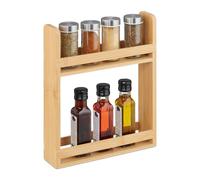 Relaxdays Especiero, Bambú, 30,5x25,5x6,5 cm, 2 Pisos, Organizador de Especias Vertical, Estante Condimentos, Natural