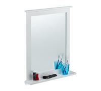 Relaxdays Espejo blanco de bambú para la pared blanco,plata