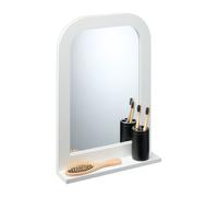 Relaxdays Espejo de baño blanco con repisa blanco
