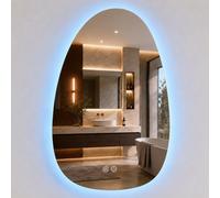 Relaxdays, espejo de baño con forma de arco, 80x52 cm, espejo LED con regulador de intensidad, 3 modos de luz, antiniebla, IP44, espejo para baño, de vidrio