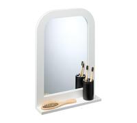 Relaxdays Espejo de baño blanco con repisa blanco
