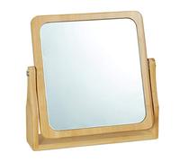 Relaxdays Espejo de maquillaje reclinable de bambú marrón claro,plata