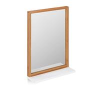 Relaxdays Espejo de pared con estante blanco marrón claro,plata