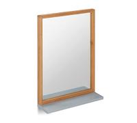 Relaxdays Espejo de pared rectangular con estante marrón claro,plata,gris