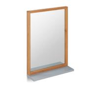 Relaxdays Espejo de pared rectangular con estante marrón claro,plata,gris