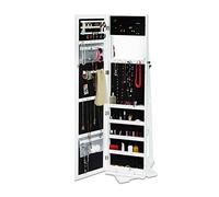 Relaxdays Espejo Joyero XXL Giratorio, DM-Cristal, Blanco, 161 x 39,5 x 40 cm