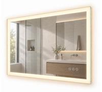 Relaxdays, espejo para baño, 60 x 100 cm, espejo LED con regulador de intensidad, enchufe, antiniebla, IP44, de forma rectangular, espejo para baño, de vidrio