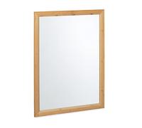 Relaxdays Espejo Pared Colgante, Marco de Bambú, 80 x 60 cm, Decoración de Hogar, Baño, Vestidor y Pasillo, Natural