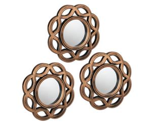 Relaxdays Espejos de pared curvas set de 3 dorado oro,negro