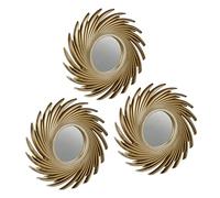 Relaxdays Espejos Pared Diseño Espiral Set 3, Redondos, Salón, Pasillo, Decoración, Ø 25 cm, Marcos Plástico, Dorado