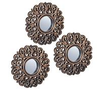 Relaxdays Espejos pared set 3 arabescos barrocos cobre,negro