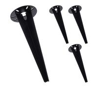 Relaxdays: estacas para lámparas de jardín, set de 4, anclajes de suelo, pasacables, 30 cm, acero inoxidable, negro
