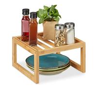 Relaxdays Estante Armario Cocina, Bambú, 14 x 24,5 x 24,5 cm, Repisa para Encimera y Mueble de Despensa, Natural