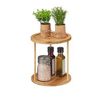 Relaxdays Estante Armario Cocina, Bambú, Repisa Encimera y Mueble Despensa, Redondo, 2 Baldas, 22,5 x 20 cm, Natural