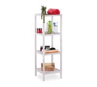 Relaxdays Estante Baño Nogal, con Baldas, Abierto, Cuadrado, Estantería Madera, 112 x 36 x 36 cm, Independiente, Blanco