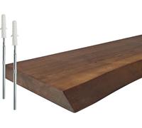 Relaxdays Estantería de Pared Flotante rústica de Pino Macizo, Borde Natural, Varios tamaños, Color Natural, 3x100x22 cm