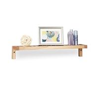 Relaxdays Estante de Pared, Flotante, Mueble de Madera, Baño & Cocina, Multiusos, 10 x 60 x 12,5 cm, 1 Ud., Marrón