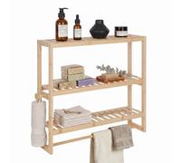 Relaxdays Estante de pared para baño con toallero marrón claro