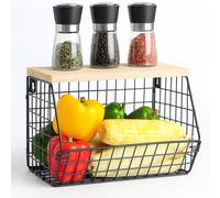 Relaxdays Estante de pared para frutas marrón claro,negro
