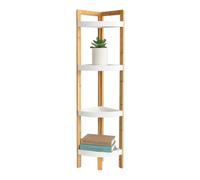 Relaxdays Estante en Esquina bambú, 4 estantes, HBT: 105,5 x 23 x 23 cm, para baño y Cocina, Ahorra Espacio, Natural.