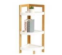 Relaxdays Estante esquinero bambú, 3 estantes semicirculares, 77 x 23 x 23 cm, estantería para baño y Cocina.