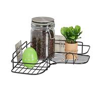 Relaxdays Estante Esquinero de Pared, Adhesivo, Almacenaje de Cocina, 5,5 x 26 x 26 cm, para Especieros, Hierro, Negro