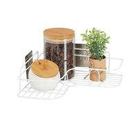 Relaxdays Estante Esquinero de Pared, Adhesivo, Almacenaje de Cocina, 5,5 x 26 x 26 cm, para Especieros, Hierro, Blanco