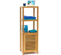 Relaxdays, estante para baño de bambú, con 4 estantes, dimensiones: 110 x 36,5 x 33 cm, estantería de madera con armario, con imanes, espacio de almacenamiento, color natural