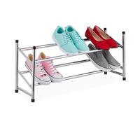 Relaxdays Estante para zapatos extensible negro,plata