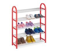 Relaxdays Estante zapatero infantil rojo,plata