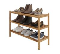 Relaxdays Estante Zapatero Nogal, 9 Pares, 3 baldas, 46 x 69 x 26 cm, apilable, Natural