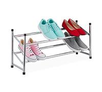 Relaxdays Estante para zapatos extensible negro,plata