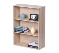 Relaxdays Estantería de 3 Huecos con baldas Ajustables, para Libros, salón, Roble, 82 x 60 x 24 cm