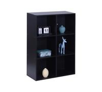 Relaxdays Estantería 91 x 61 x 30 cm, 6 Compartimentos, Cubos Abiertos para salón, Negro
