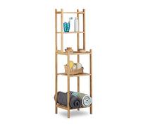Relaxdays Estantería Bambú, 5 Compartimientos para Cocina, Pasillo, Baño, Estante Abierto de Pie, 121x33x28 cm, Natural