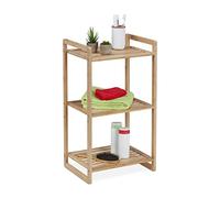 Relaxdays Estantería Bambú, 70 x 40 x 30 cm Aprox., Estante de Pie con 3 Baldas, Baño, Cocina, Salón, Autónoma, Natural