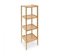 Relaxdays, Estantería Bambú Baño, Estante de Pie Cocina, Mueble con 4 Baldas Abiertas, 110 x 34 x 33 cm, Marrón Natural
