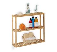 Relaxdays Estantería Baño, Bambú, 3 Baldas, Alturas Regulables, 54x60x15 cm, Lavabo y Cocina, Estante Estrecho, Natural