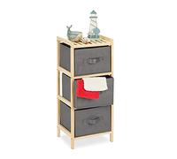 Relaxdays Estantería Baño con 3 Cestas Plegables, Almacenaje, Repisa Pequeña con Cajones, 65x28x25,5 cm, Gris