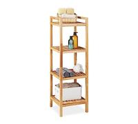 Relaxdays Estantería Baño, Madera de Nogal, 4 Repisas, 110 x 35 x 35 cm, Estante Vertical Lavabo y Cocina, Natural