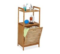 Relaxdays Estantería Cesto Ropa Sucia Bambú, Armario Colada 2 Baldas, Cesta Lavandería, 100 x 45,5 x 33,5 cm, Natural
