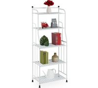 Relaxdays, estantería de acero, dimensiones: 133 x 56 x 28 cm, estantería para cocina y baño, con 5 estantes, estantería metálica de pie, color blanco