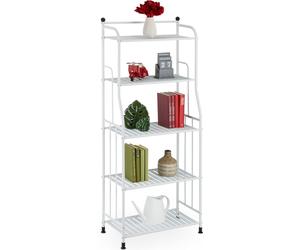 Relaxdays, estantería de acero, dimensiones: 133 x 56 x 28 cm, estantería para cocina y baño, con 5 estantes, estantería metálica de pie, color blanco