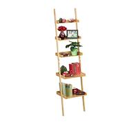 Relaxdays Estantería de bambú con 5 Niveles, para baño, Cocina, salón, para apoyar, 190 x 45 x 40 cm, Color Natural, 1 Unidad