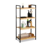 Relaxdays Estantería de bambú con cuatro estantes marrón claro,negro